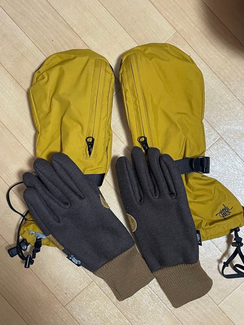 green clothing イエローレザーミトングローブ M