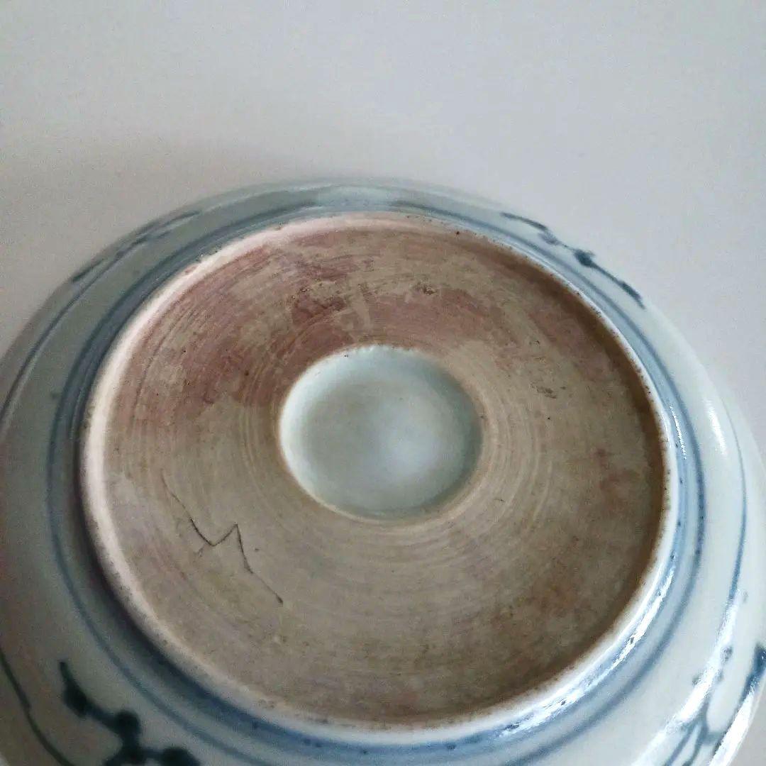 古伊万里　染付　捻り文皿　12センチ