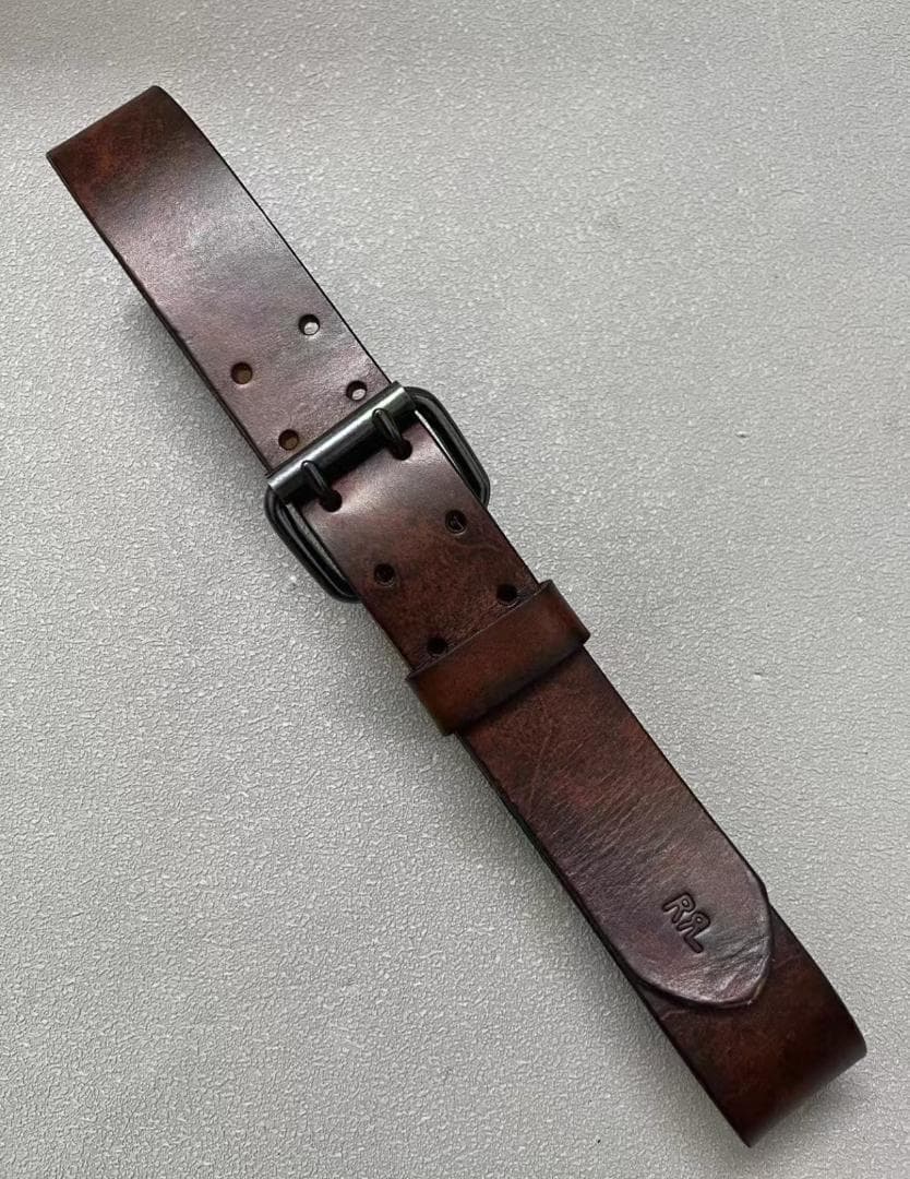 RRL (ダブルアールエル) レザーベルト ブラウン