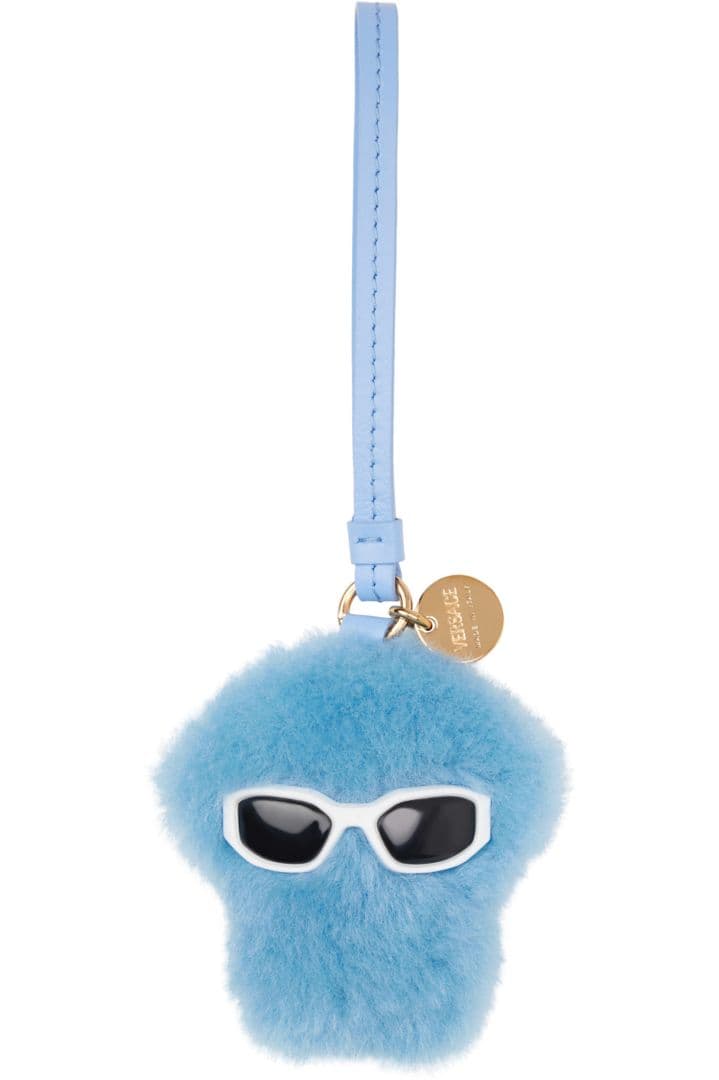 VERSACE ブルー メドゥーサ フラッフィー チャーム キーホルダー