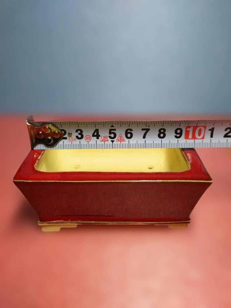 赤い漆器 水指 四角形盆栽鉢