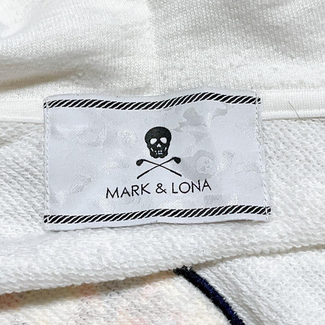 現行 MARK & LONA ホワイトパーカー フーディー S ドクロ