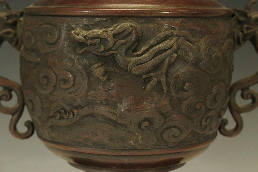 茶道具 銅花器 獣双耳 三足 526