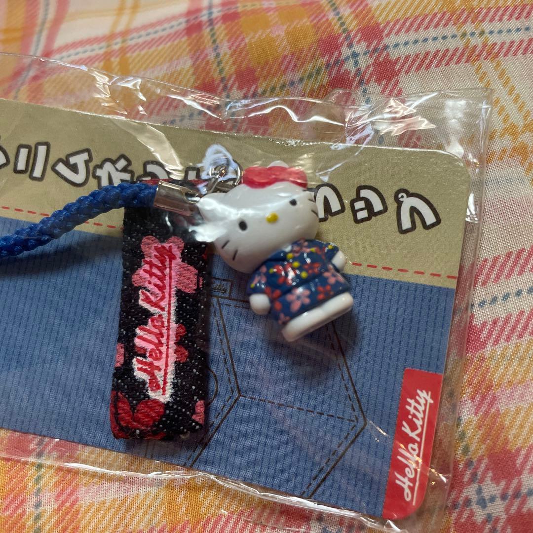 ハローキティ デニムネツケストラップ　デニム　根付け　キティ　サンリオ