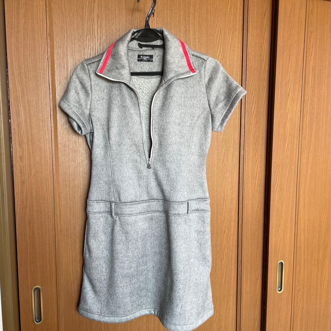グレー ジッパー付き ポロミニワンピース