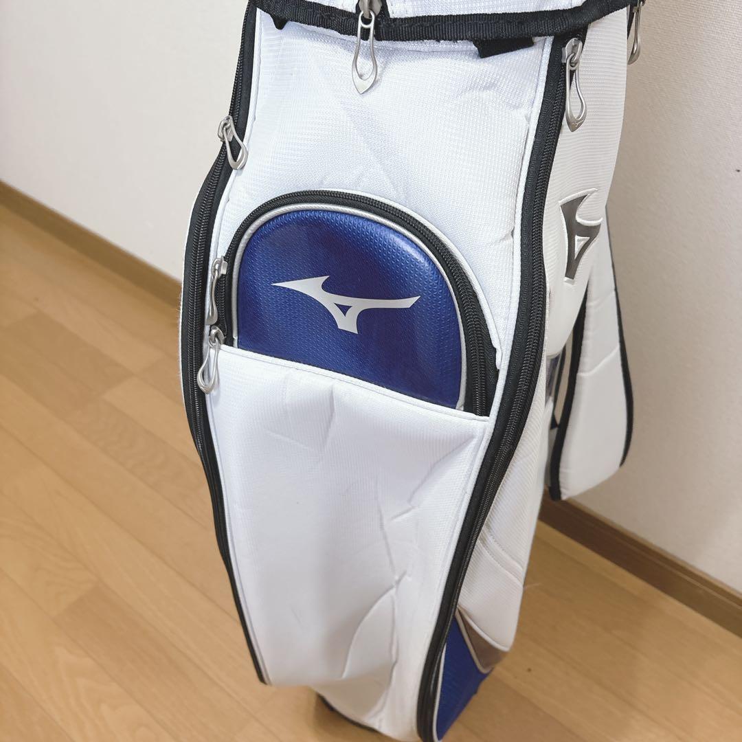K432 MIZUNO キャディバッグ 白 青