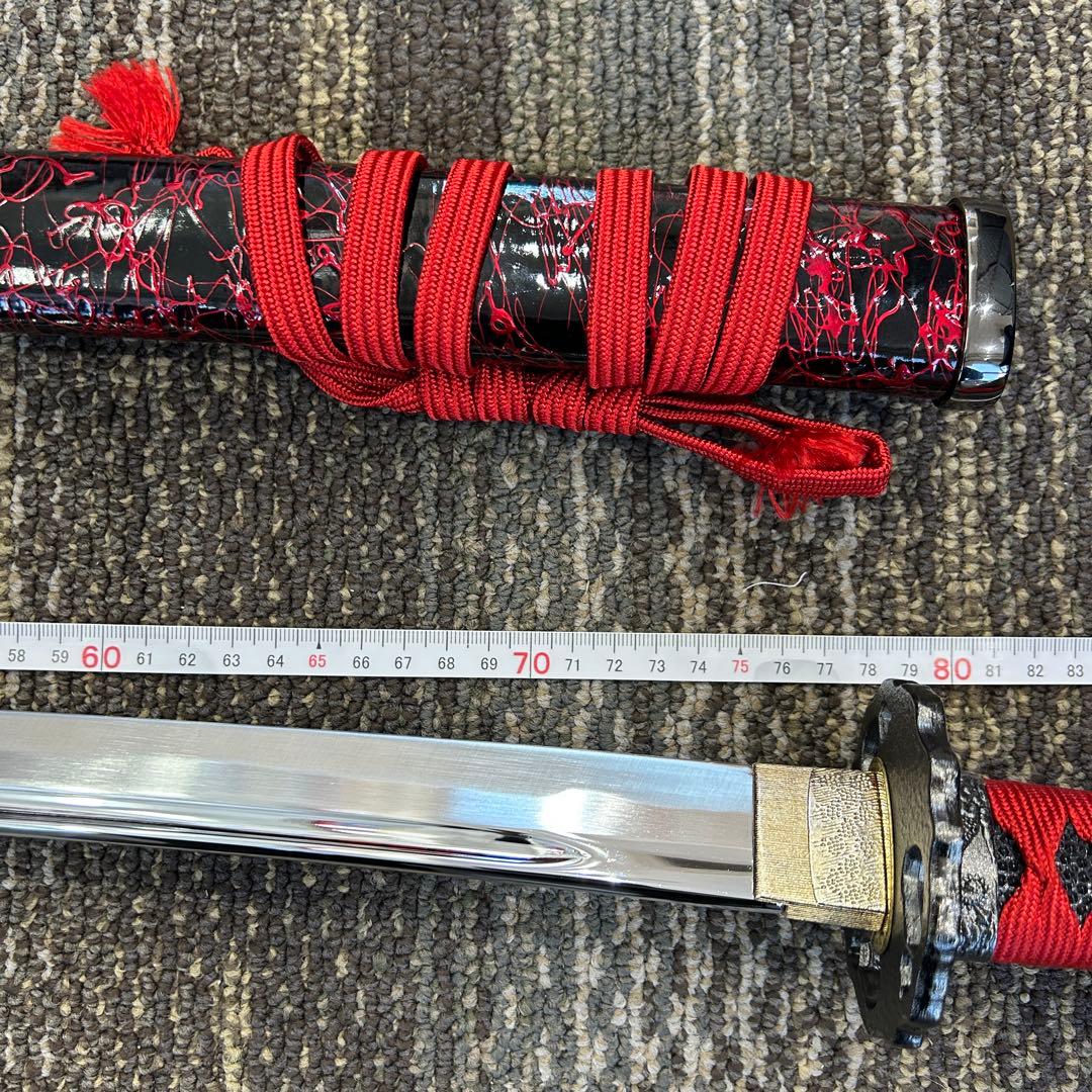 ジ*ム様 1113 模造刀 赤 レッド 約1m5cm アンティーク 美術品 舞踏