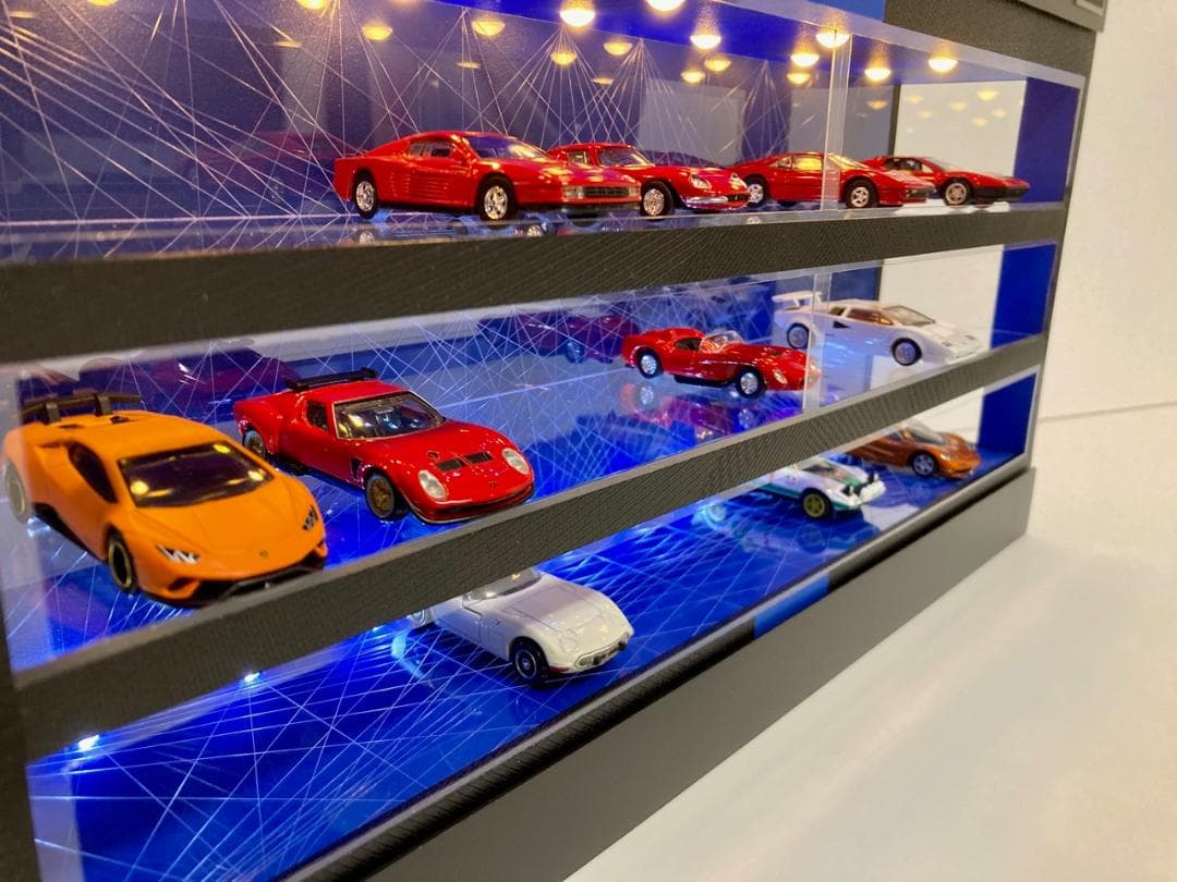 1/64展示30台可・コバルトブルー幾何学目地・ディスプレーBOX/ネオジオラマ