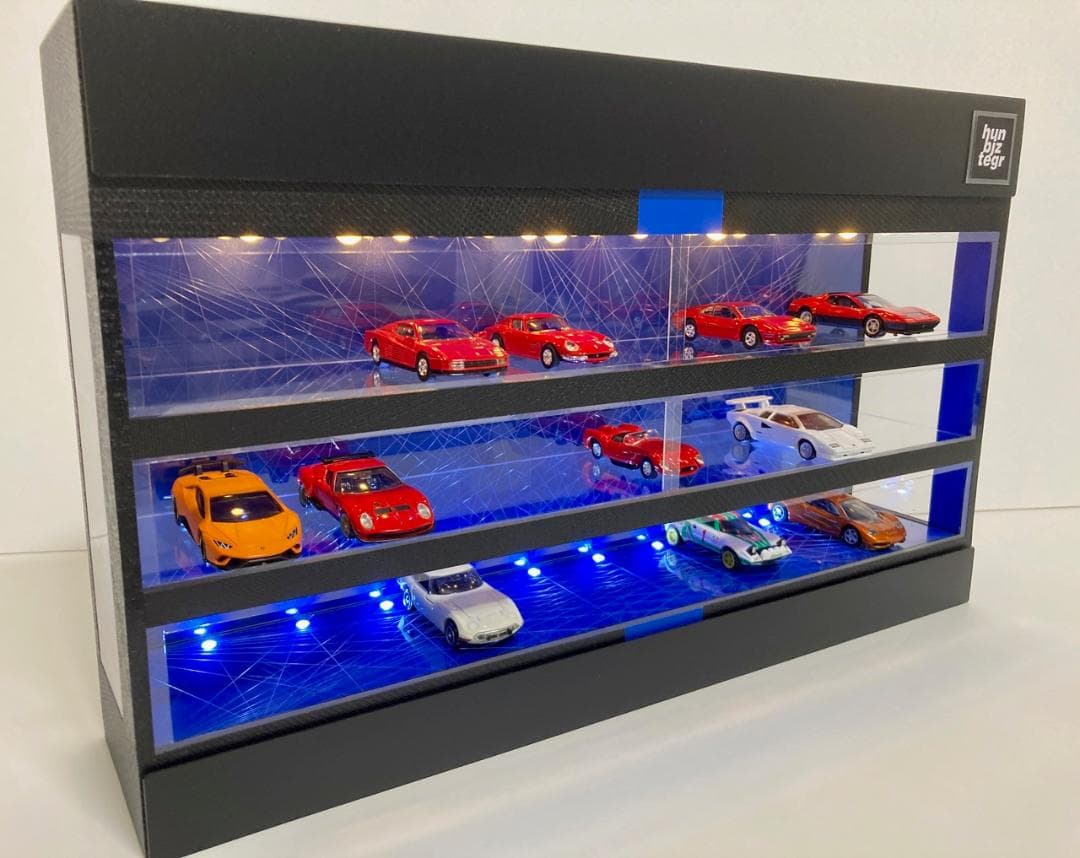 1/64展示30台可・コバルトブルー幾何学目地・ディスプレーBOX/ネオジオラマ