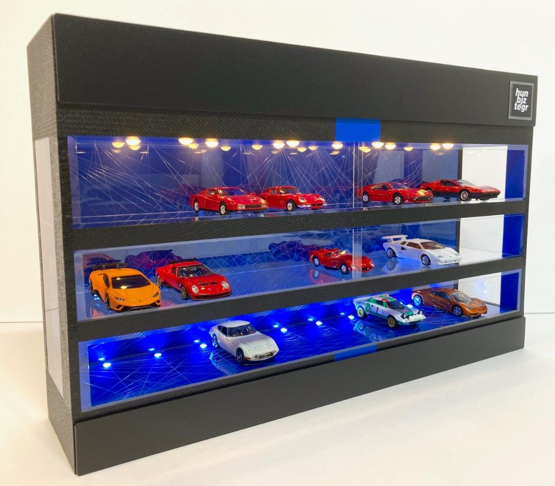 1/64展示30台可・コバルトブルー幾何学目地・ディスプレーBOX/ネオジオラマ