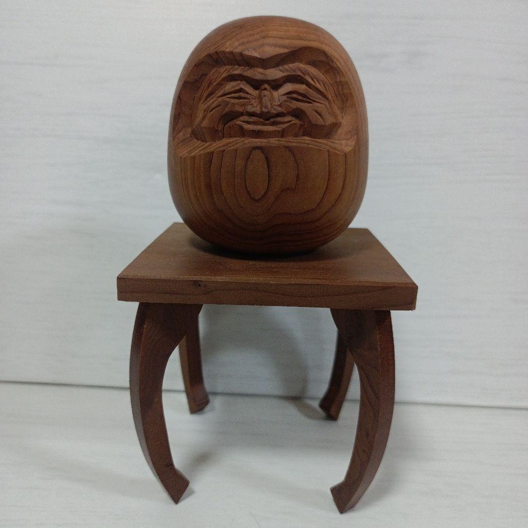 縁起物 天然木 達磨 だるま ダルマ 木彫置物