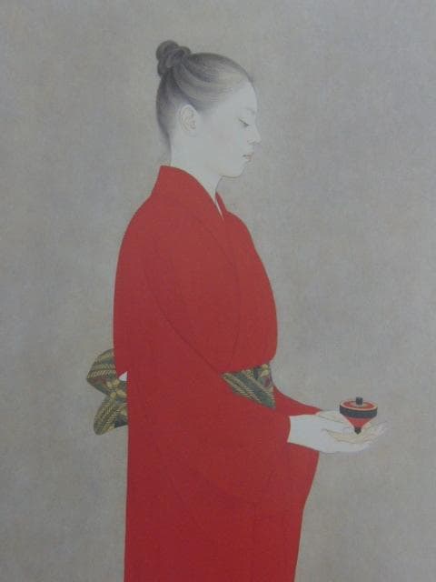 安田育代、【若女ー椿】、希少な額装用画集より、新品額装付、状態良好