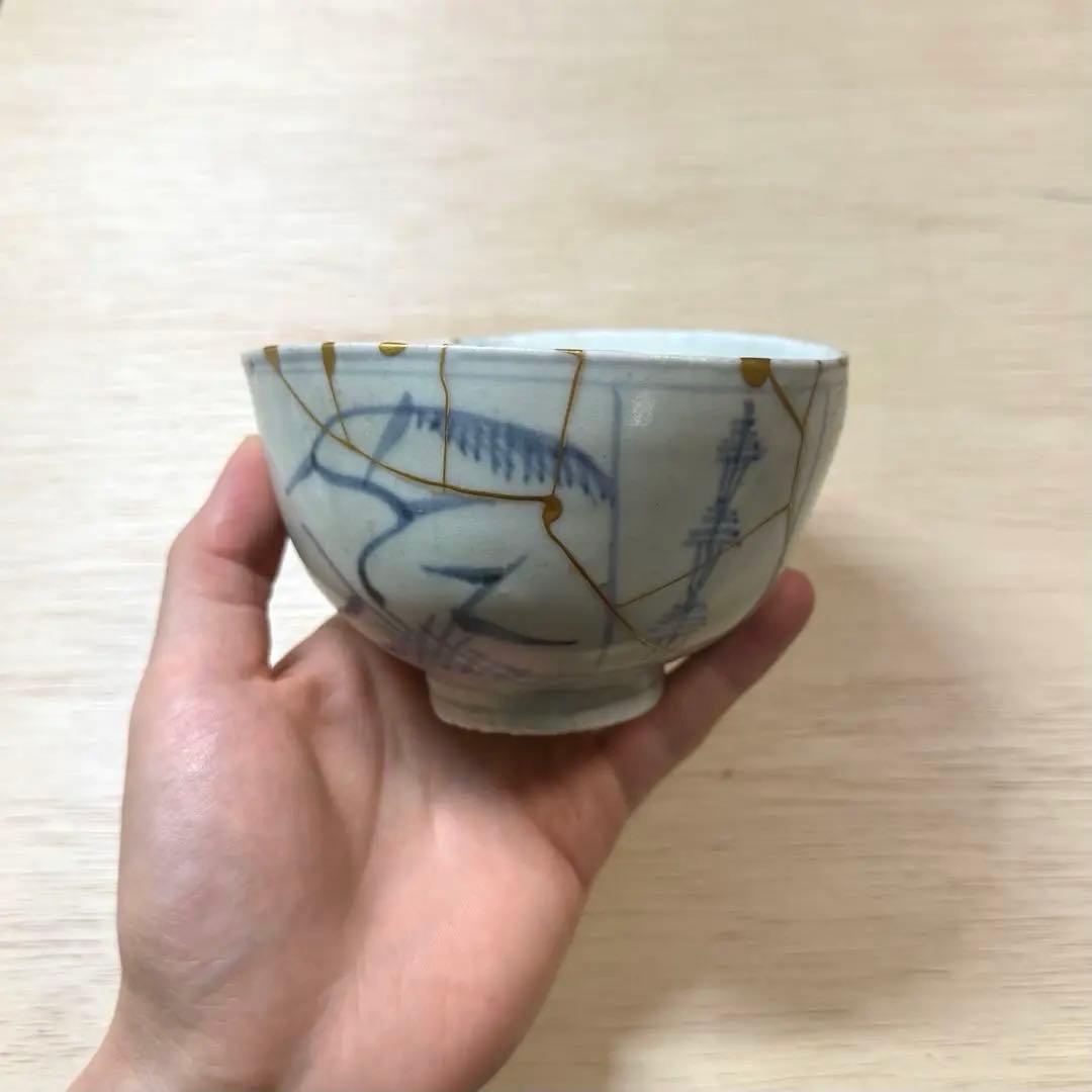 初期伊万里 染付 茶碗 江戸時代 金継ぎ 古唐津 古伊万里 古美術 骨董 陶片