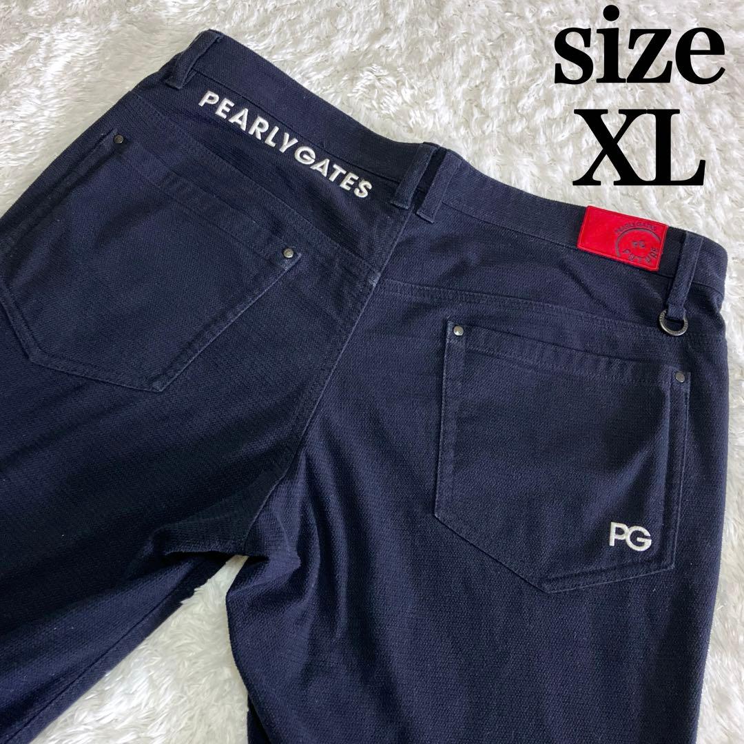 パーリーゲイツ ゴルフ パンツ　発熱 蓄熱 フィールサーモ ストレッチ ネイビー