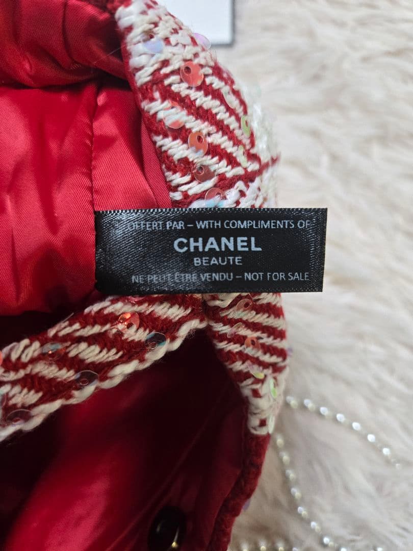 新品 CHANEL ノベルティ トートバッグ レッド スパンコール
