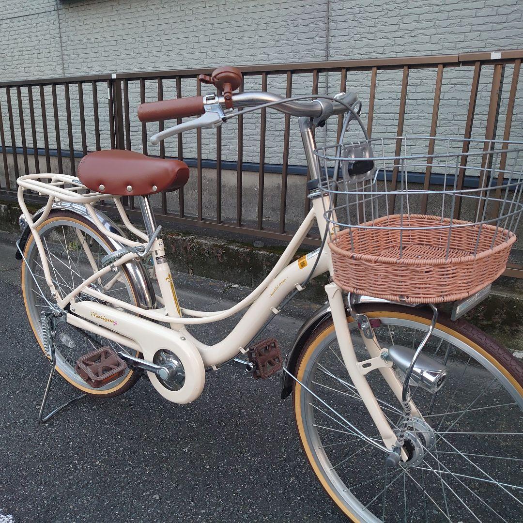 【直接引取限定•大田区】子供用自転車 クリーム色 前カゴ付き(あさひサイクル)
