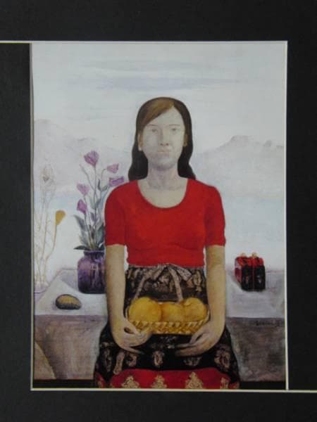 大津 英敏、少女、高級希少画集画、版上サイン入 新品額付