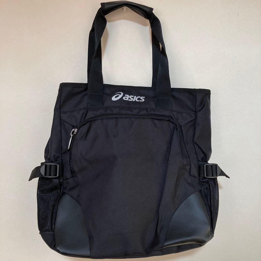 新品未使用 アシックス ブラックトートバック ブラック プリントロゴ