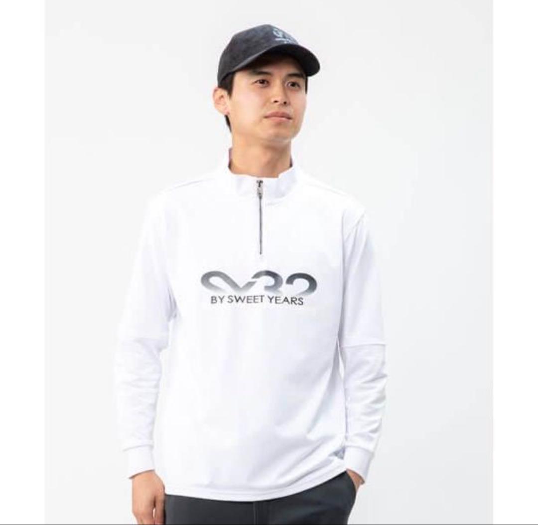 長袖　モックネック　ハーフジップ　メンズ　ゴルフウェア　カットソー　新品　L