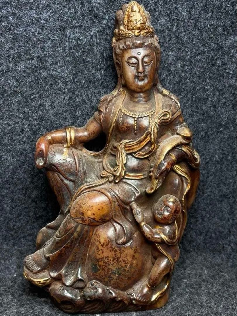 旧蔵　珍品　高古玉 観音仏像彫刻　開運　時代物　アンティーク　文房具　収蔵品