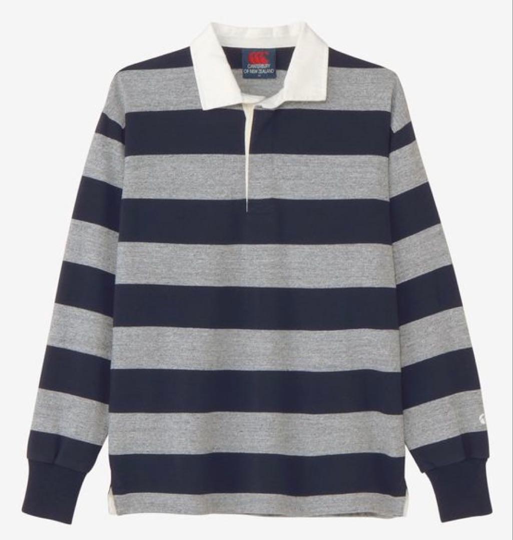 【美品】Canterbury ラガーシャツ グレー/ネイビー