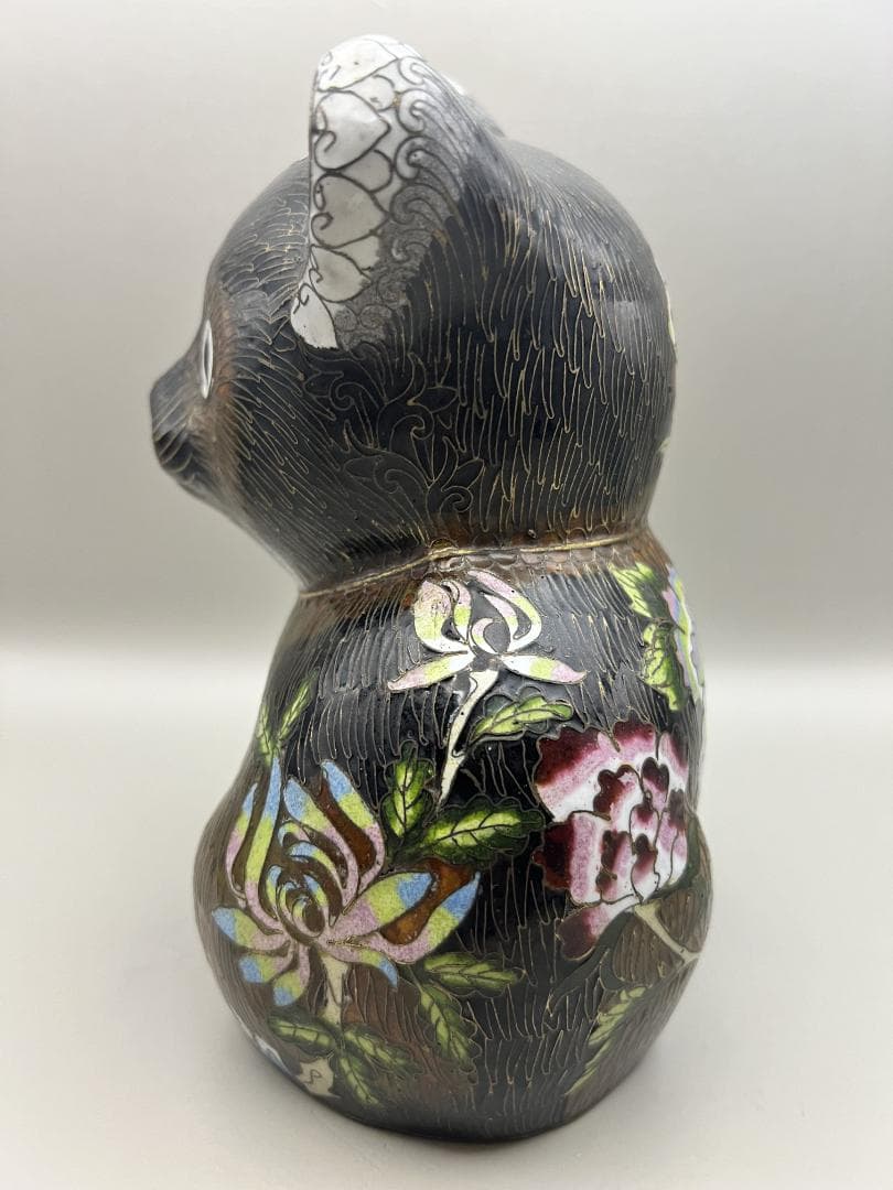 【海】七宝銅胎琺瑯　可愛子犬　古銅 時代品 骨董品　中国美術品
