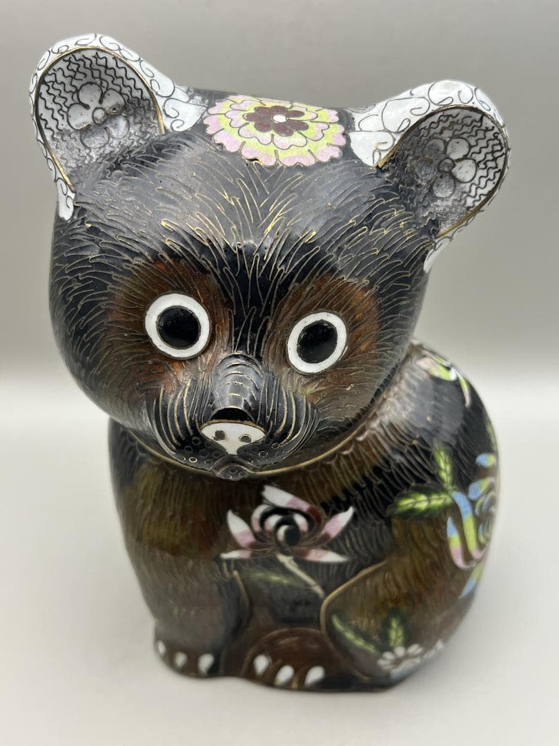 【海】七宝銅胎琺瑯　可愛子犬　古銅 時代品 骨董品　中国美術品
