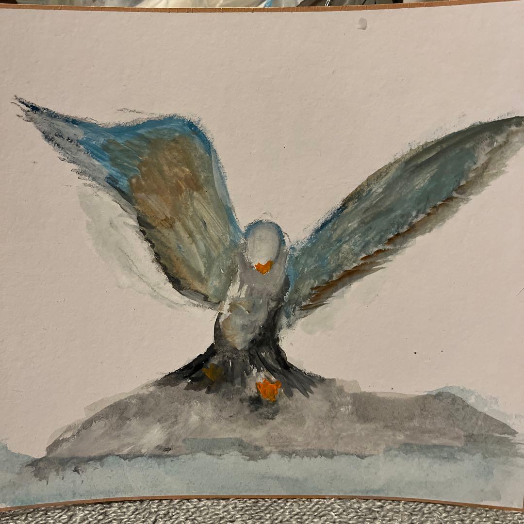 抽象的な鳥の水彩画 24✖️27