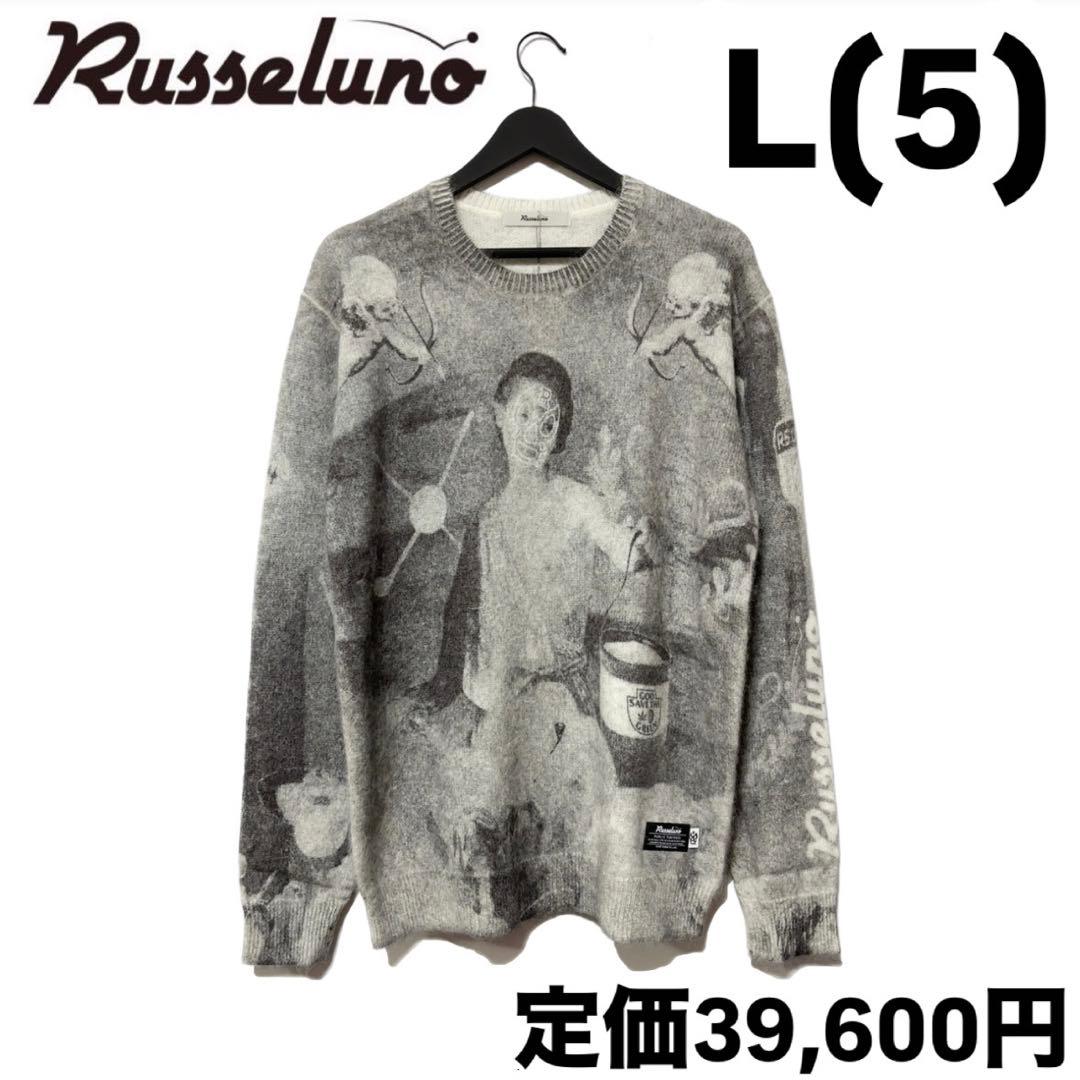 新品 ラッセルノ ゴルフ グラフィック ニット セーター ブラック L 5