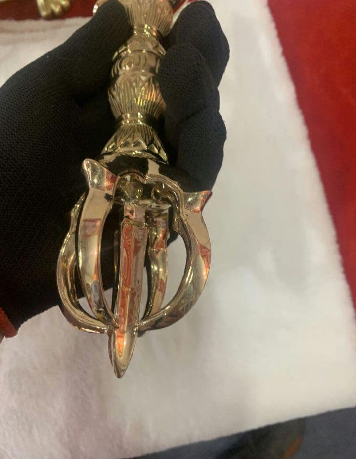 チベット仏教法器 プーバ金鋼撅 真鍮製 vajra 18cm