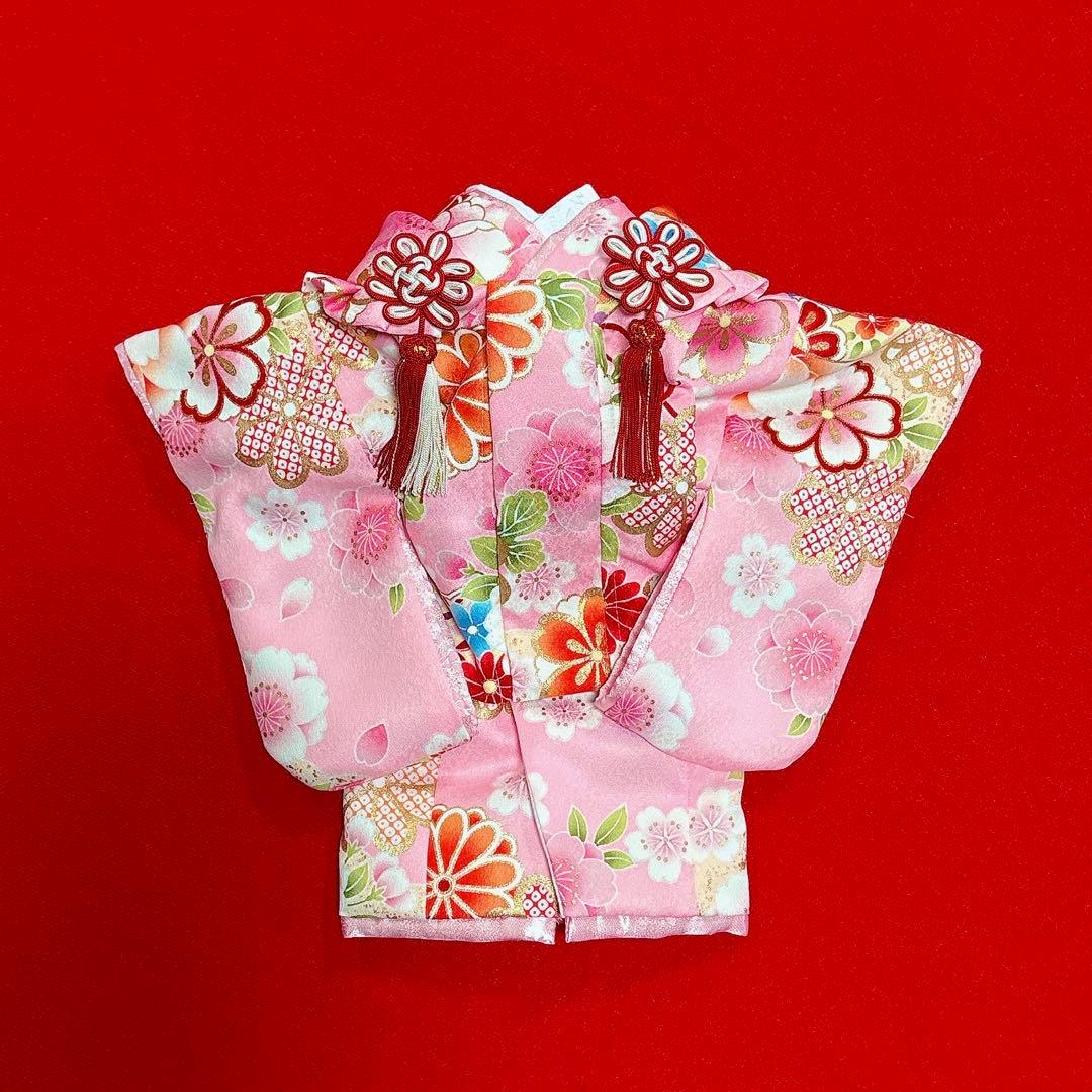 犬の着物✨犬用本格振袖&お被布セット S ピンク 化繊金彩入り 犬服