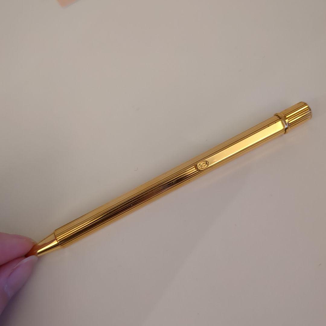 美品★カルティエ ゴールド ストライプデザイン ボールペン