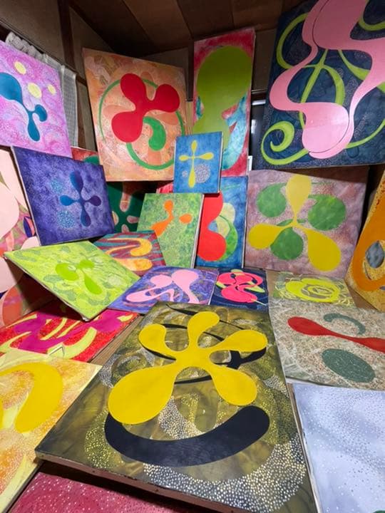 油絵　現代アート　赤NO1  作者　あんどうまさひろ　油彩画