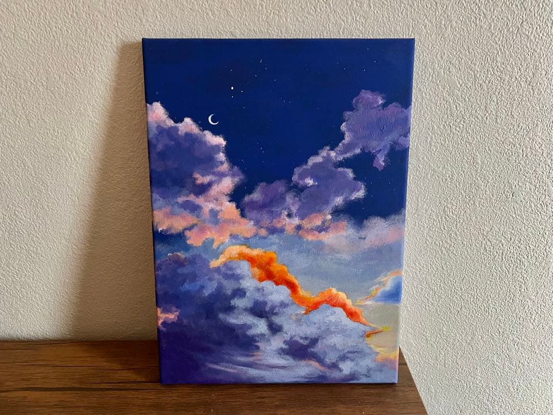 アクリル画　原画　インテリア　F4 自然　空　雲