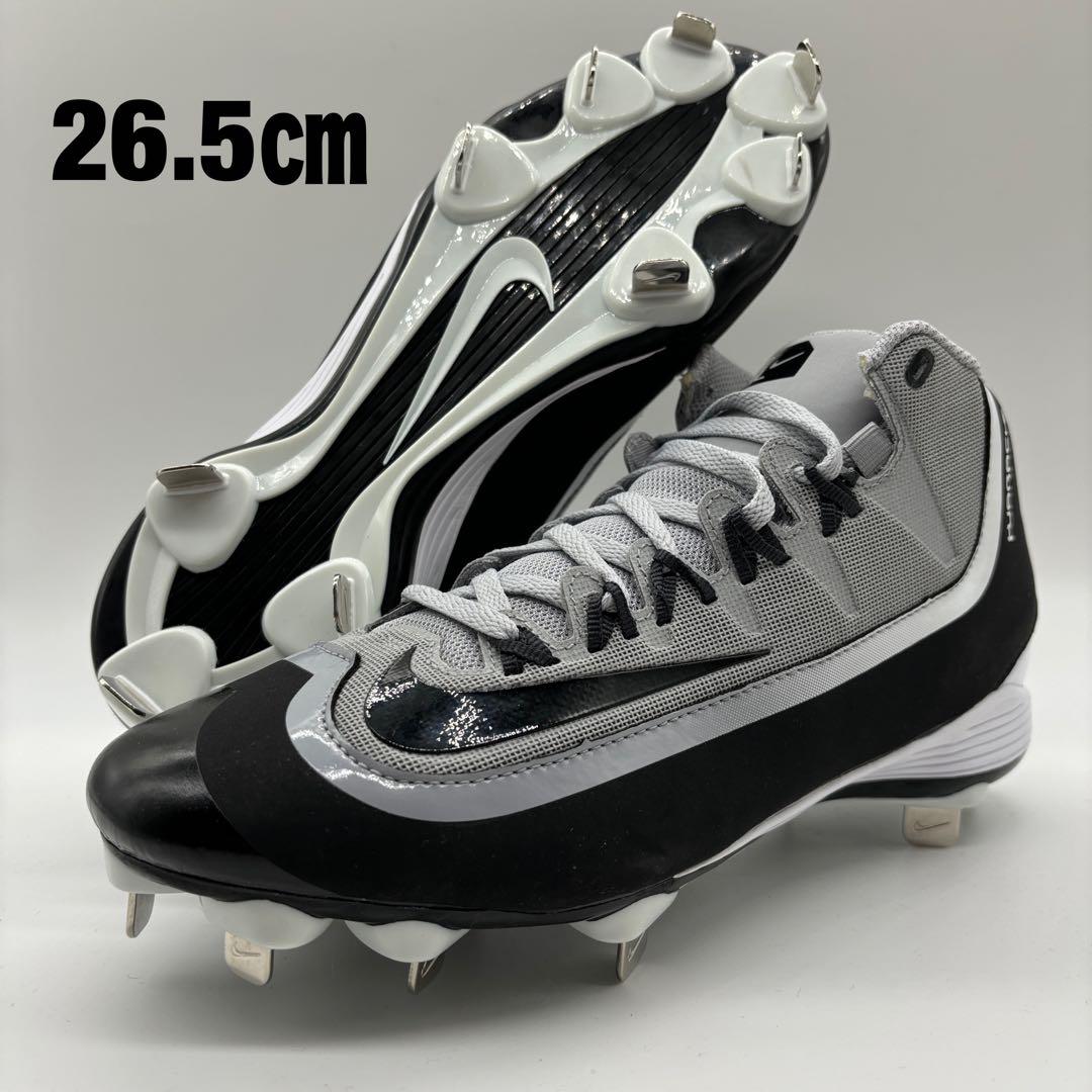 NIKE 野球 スパイク 金具 ブラック グレー 黒 26.5㎝ ミドルカット