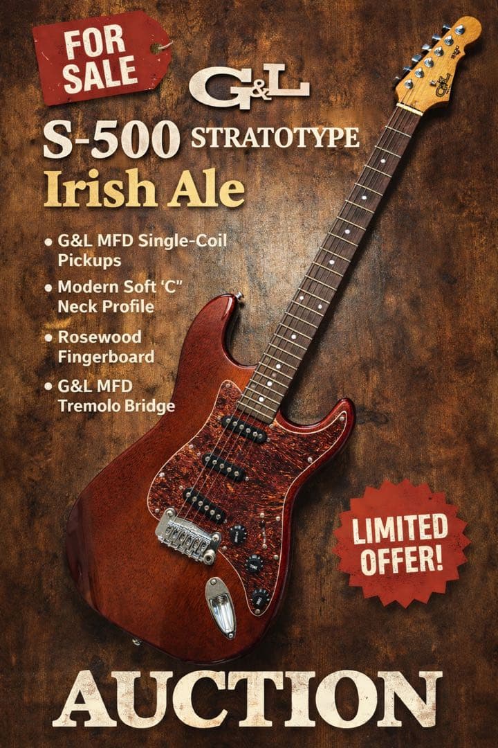 G&L S-500 tribute series チェリーレッド ストラトタイプ