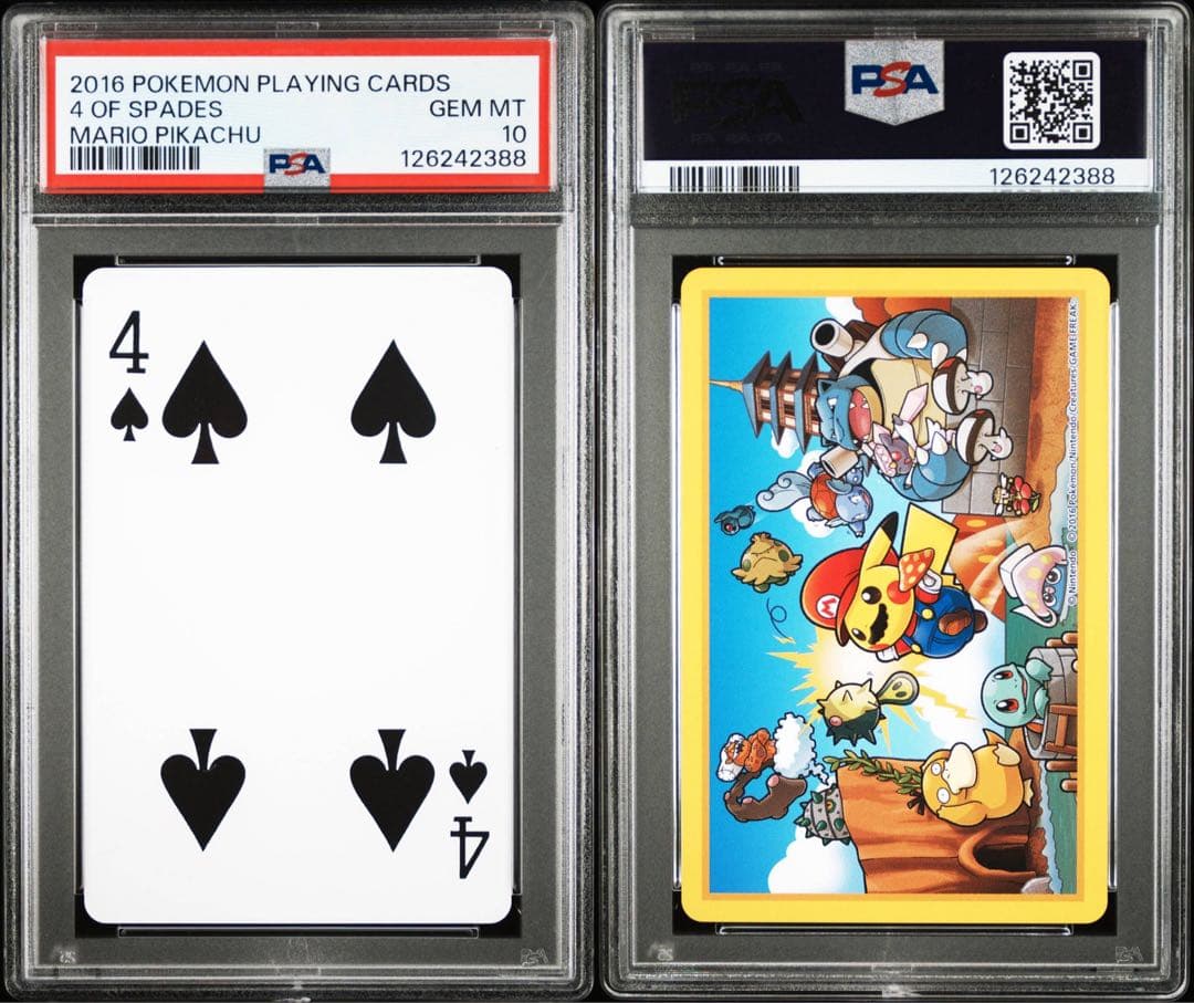 【PSA10】ポケモン×任天堂　2016年マリオピカチュウトランプ　♠️4