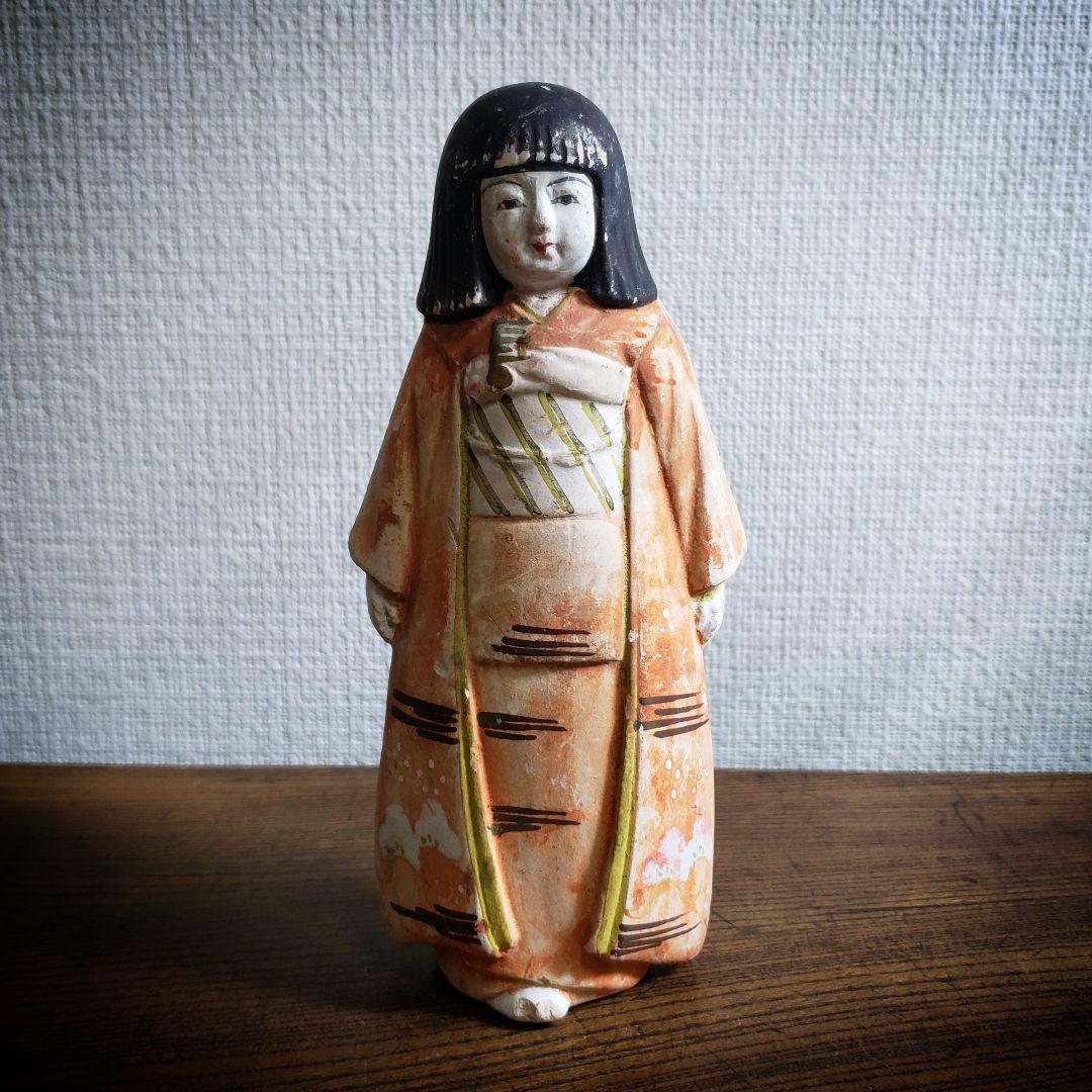 土人形 市松人形 戦前 大正ロマン 昭和レトロ アンティーク 和服 着物 民芸品
