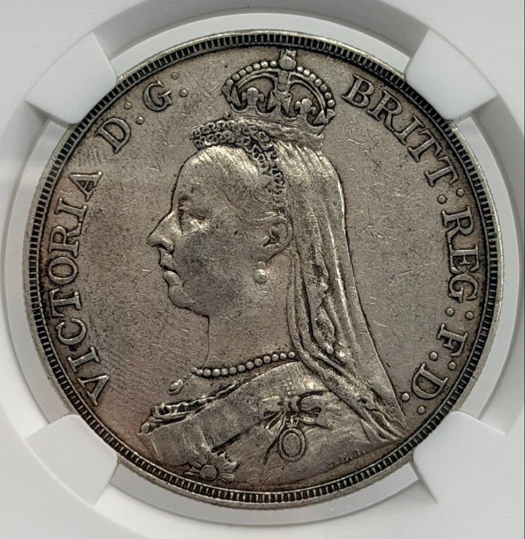 大英帝国1889年ヴィクトリア女王 ジュビリーヘッドクラウン大型銀貨 NGC認証