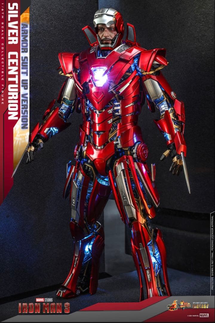 【美品】ホットトイズ　アイアンマン３シルバーセンチュリオンアーマースーツアップ版
