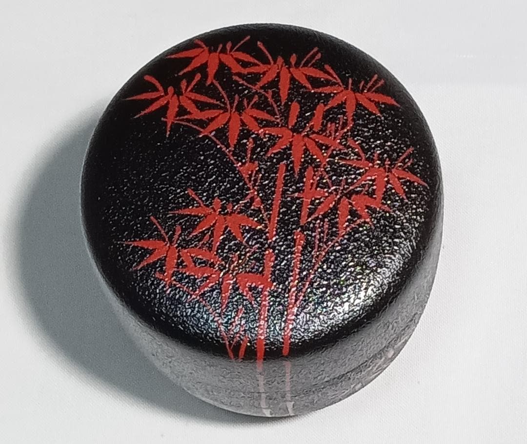 茶道具　加賀山中塗　蒔絵師　高橋峯房作　乾漆造朱竹蒔絵利休棗　超美品！！