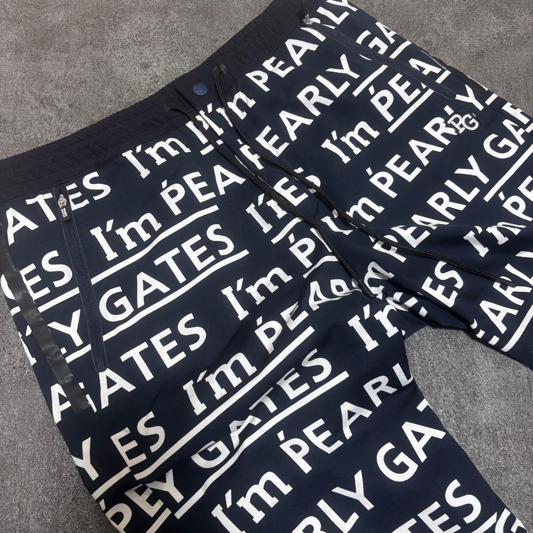 【美品】PEARLY GATES パンツ 総柄 ロゴプリントゴルフ ブラック 4