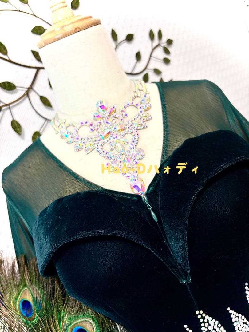 新品★ダンスドレス★スタンダード★社交ダンス★競技会★パーティー★ピーコック羽