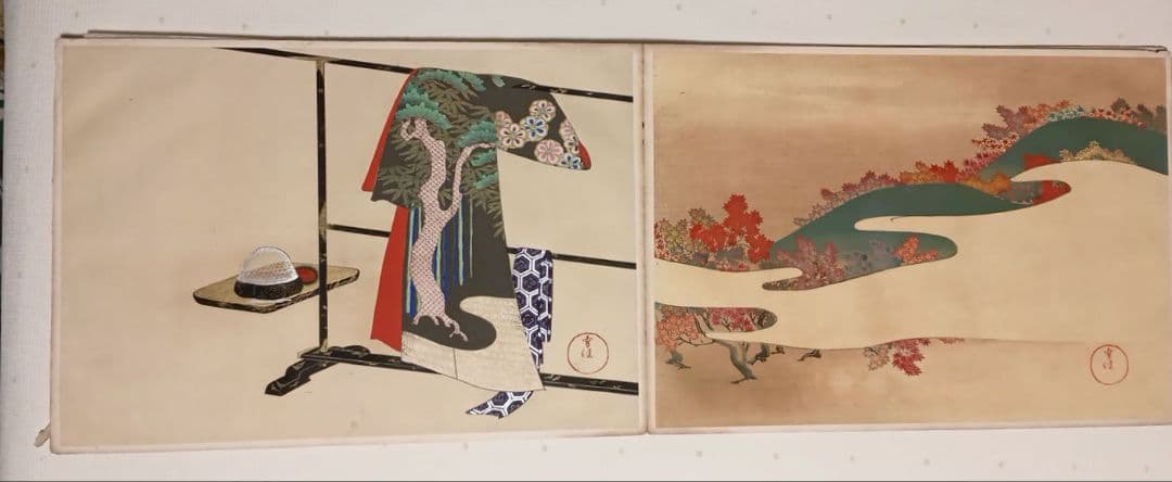 稀ちく佐壹琳派画家神坂雪佳の多色摺木版図案画帖30図案の内25図案入り明治32年