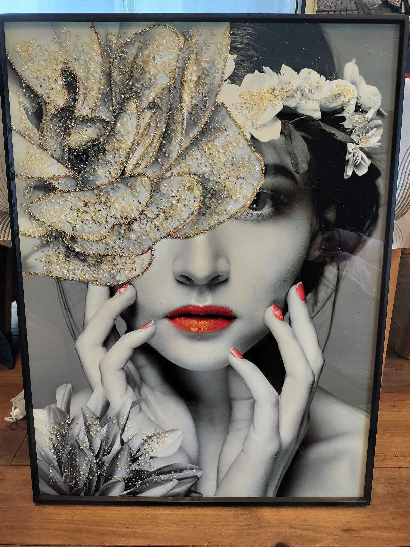 水晶アートパネル　水晶画　女性