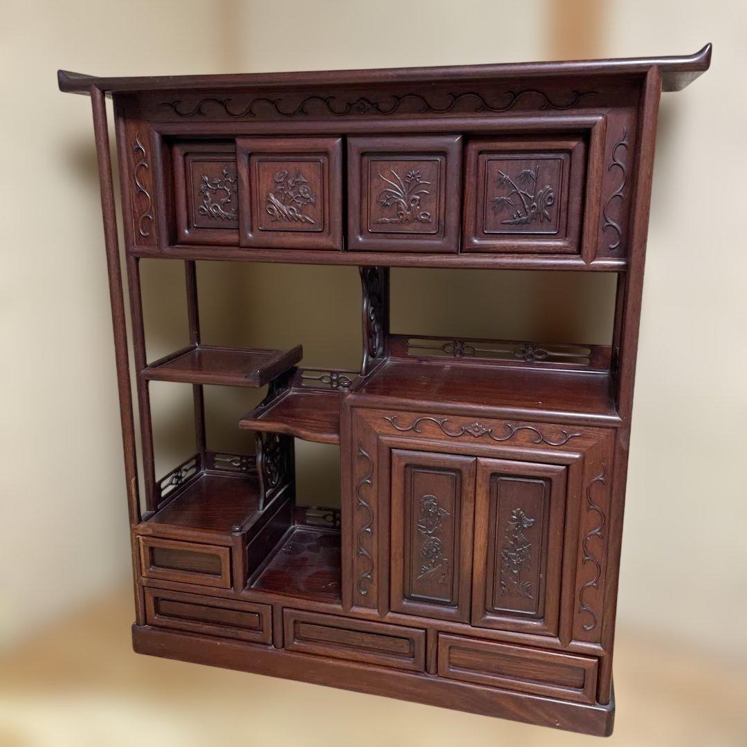 唐木家具　花梨　飾り棚　茶箪笥　アンティーク
