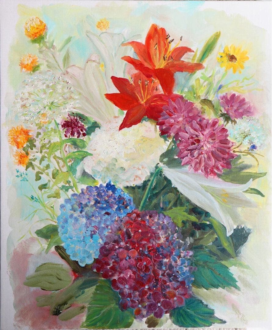 夏, 油絵,花束