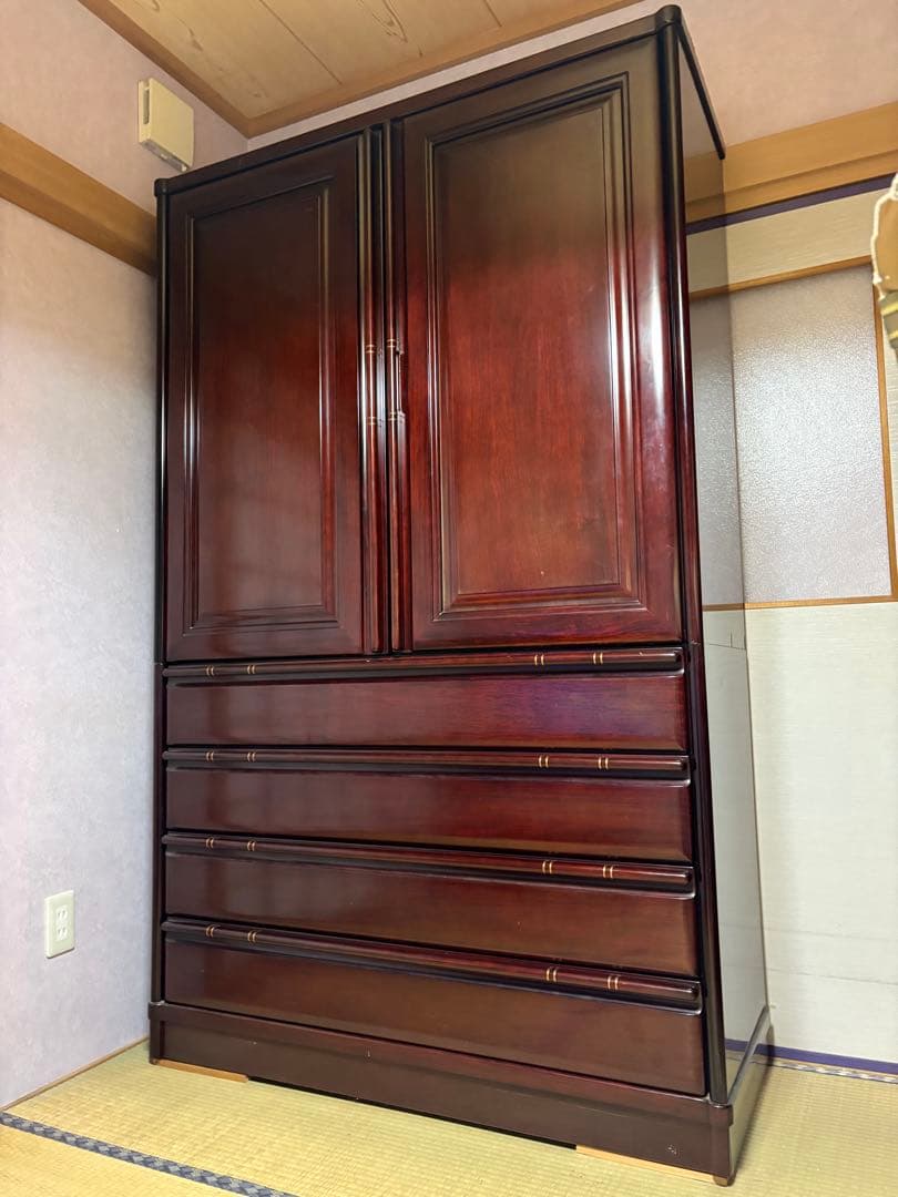 府中家具　木製　箪笥　タンス 引き出し付き　着物収納　アンティーク家具
