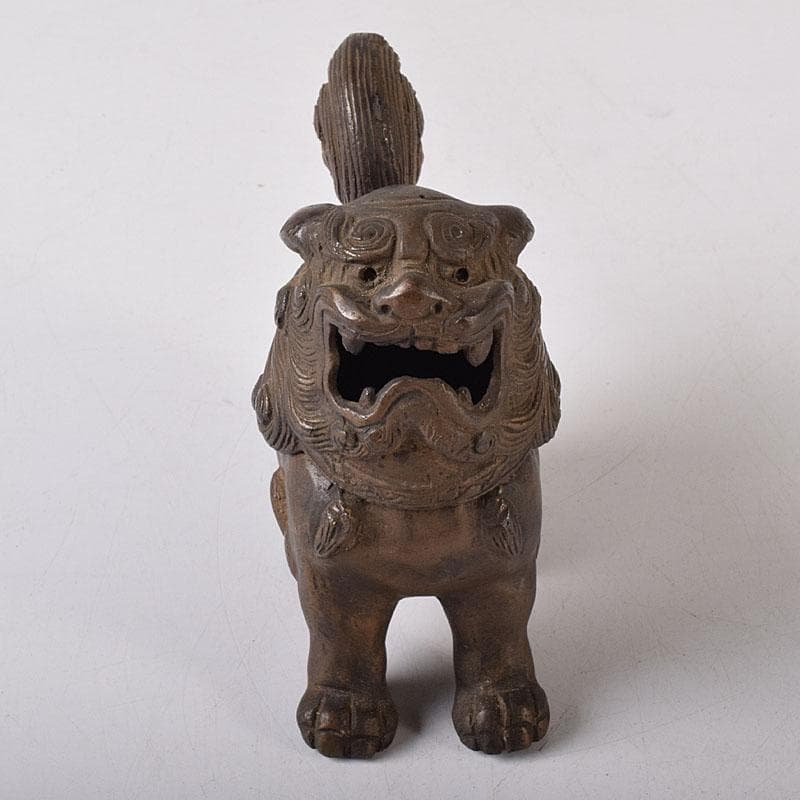 時代金工　古銅　獅子香合　時代箱　V　R8303