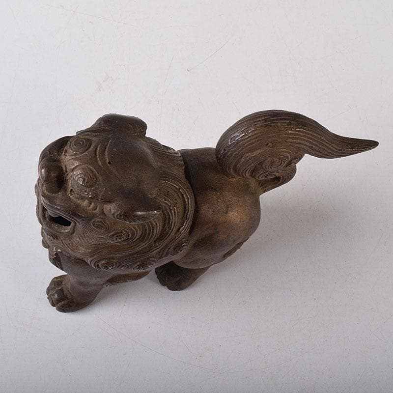 時代金工　古銅　獅子香合　時代箱　V　R8303